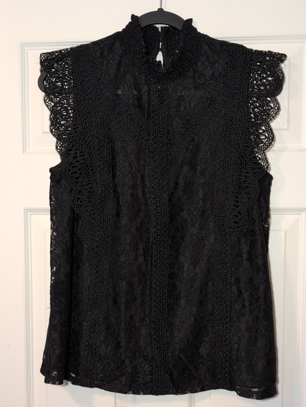 Cable & Gauge Black Lace Mock Neck Sleeveless Top Size XL